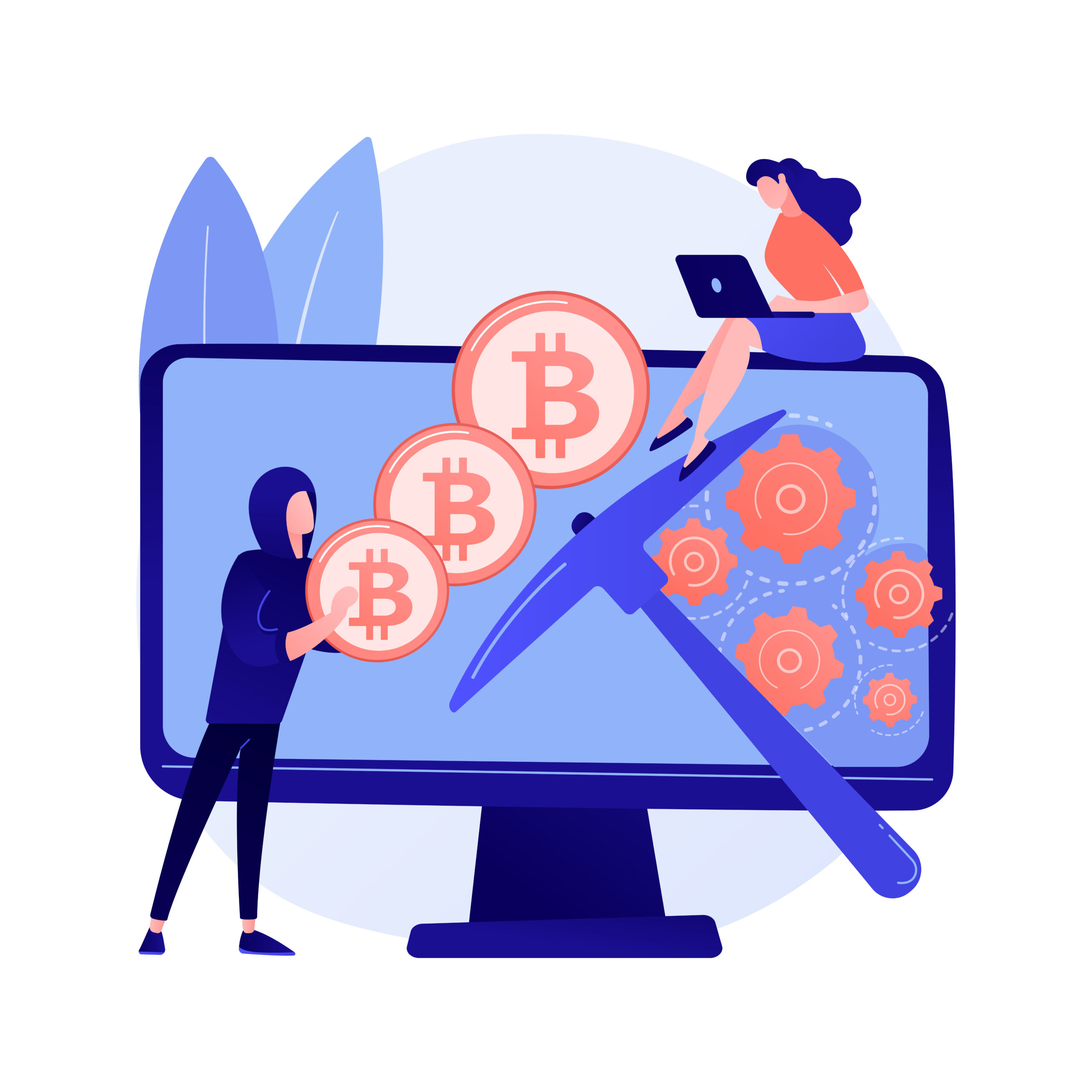 Hidden mining abstract concept vector illustration. Cryptocurrency mining method, miner bot, secret web program, hidden embed script development, security, blockchain technology abstract metaphor.